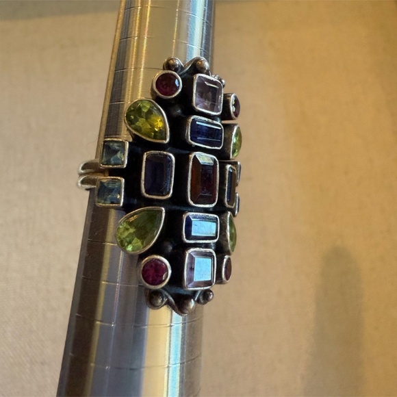 Vintage NB Nicky Butler Sterling Silver Multi Gemstone Cluster Ring Size 8 - Picture 5 of 8